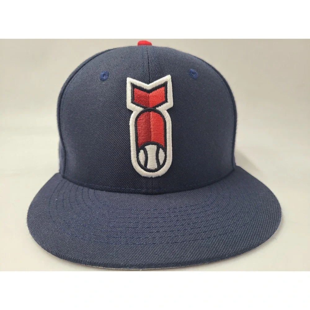 Baseballism Home Run Derby Dropping Bombs Fitted (Seems 7 3/8) Hat Cap Men Blue‎